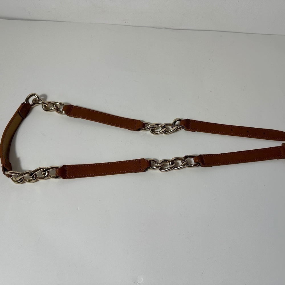 Michael Kors Belt Leather Gold Chain Link Size M 36" - 38"